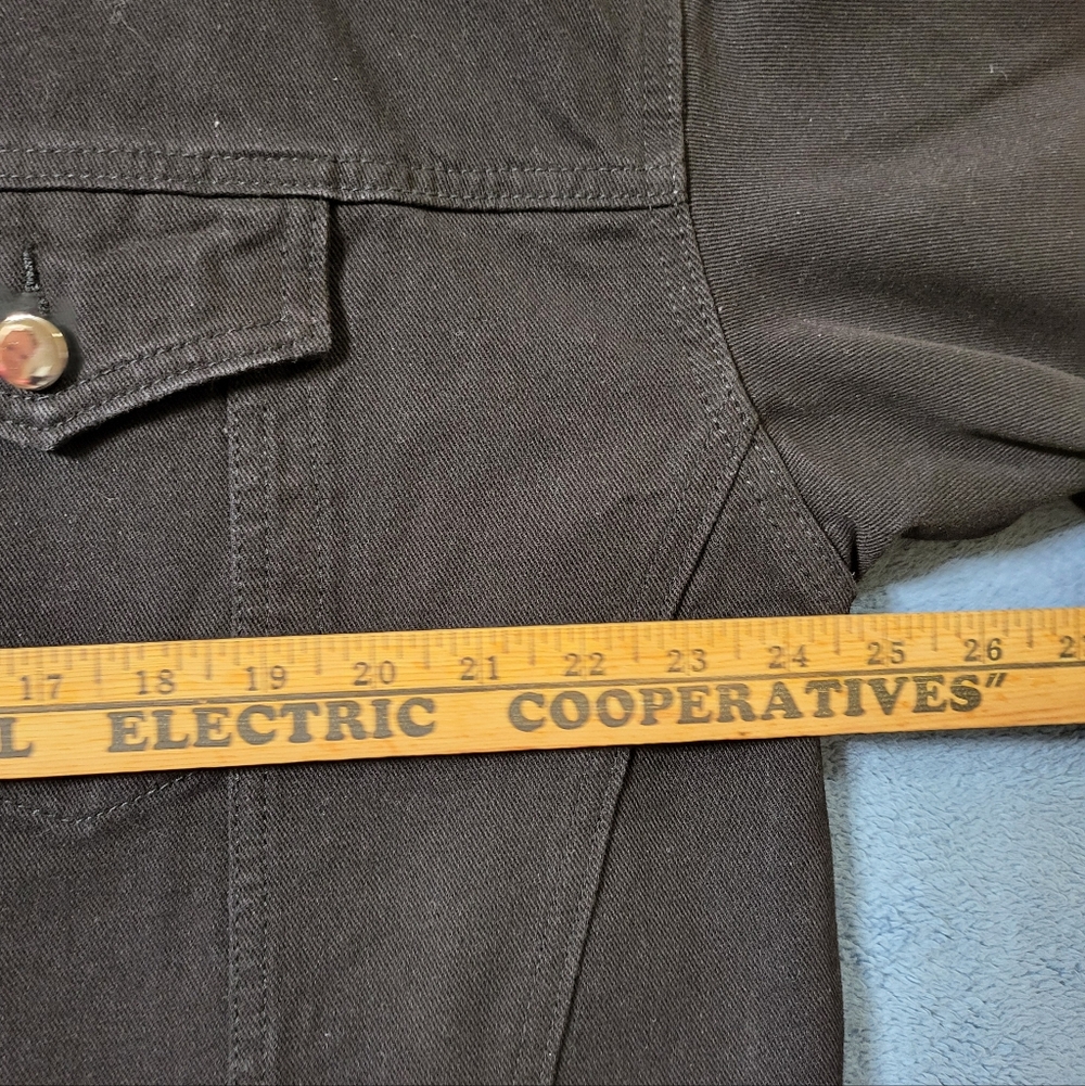 Black Jean Jacket Women's XL Silver Buttons - Picture 2 of 8